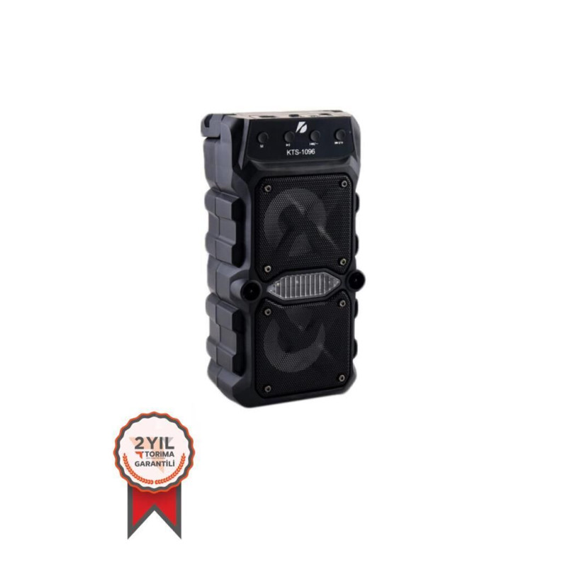 KTS-1096 Siyah Bluetooth Parti Hoparlörü 3 Inç × 2 Kablosuz Speaker Radyo-usb-tf Girişli